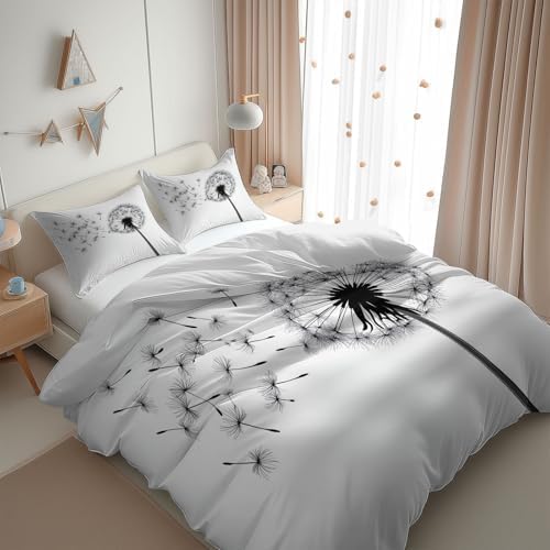Duvet Cover Queen Size, Reversible Minimalist Botanical Floral Duvet