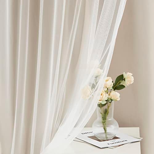 Bujasso Beige 80% Blackout Curtains with Sheer Overlay Mix and Match