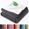 Sherpa Fleece Blanket Twin Size - Reversible Blanket - Dark Grey, 60"