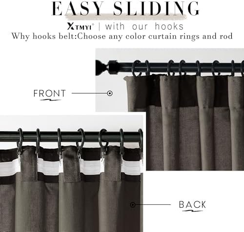 XTMYI Chocolate Brown Curtains 96 Inches Long 2 Panel Set,Sheer Linen