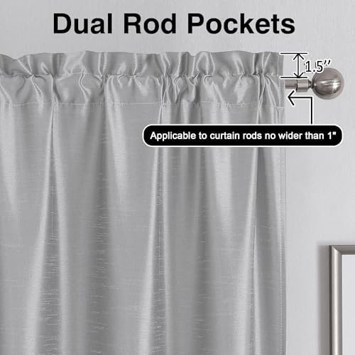 Chyhomenyc Uptown Faux Silk Light Grey Curtains 63 Inch Length 2