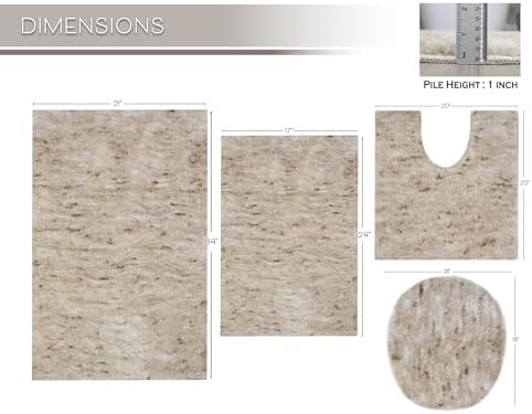 Home Weavers Elegance Bathroom Rugs Sets 4 Piece- Plush Bath Mat Set