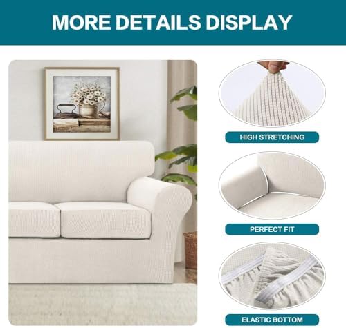 Turquoize 4 Piece Sofa Covers for 3 Cushion Couch Sofa Slipcover Soft