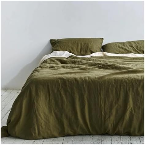 100% Linen Duvet Cover with Button Closures, Natural Flax Solid Colors