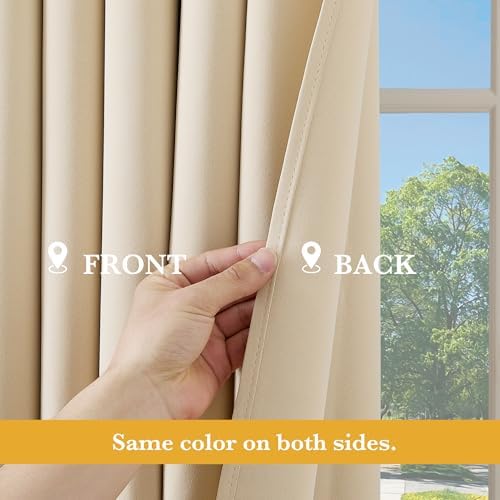 RYB HOME Living Room Curtains 63 Inch Length for Living Room 2 Panels