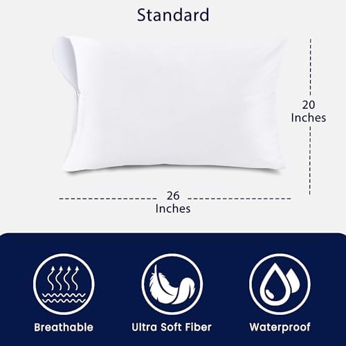 Waterproof Pillow Protectors, Standard Size, Set of 2