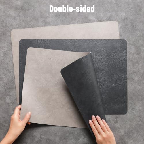 Vinyl Placemats Set of 4, Dual Sided Place Mats with Drink Coasters