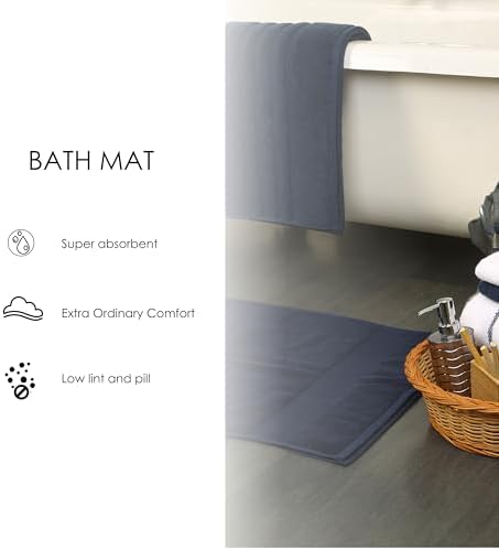 Bathroom Rug Runner 20" x 60", 100% Cotton Terry Bath Rugs: Dove Grey