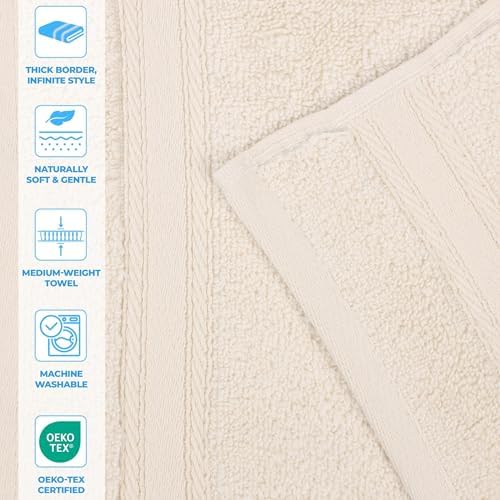 SUPERIOR Belmont Zero Twist Cotton Medium Weight Towels, for Guest