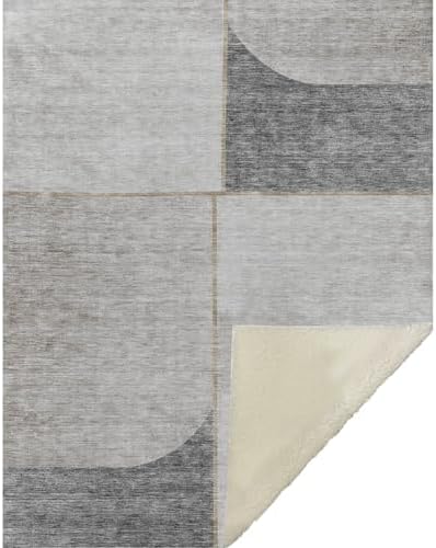 Addison Rugs ASB717 Taupe 50" x 70" Oversized Sherpa Throw Blanket