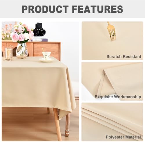 eeivs Square Tablecloth Beige Table Cloth 52x52 Inch Dining Table