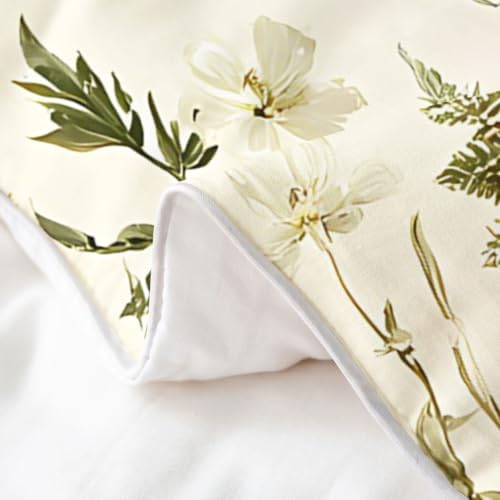 Feelyou Leaves Floral Duvet Cover 100% Cotton Queen Size