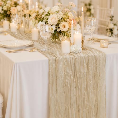 Beige Cheesecloth Table Runner 12 Pcs 20x120 Inch 10FT