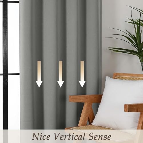 Gwine Light Grey Blackout Curtains 63 Inch Long 2 Panels for Living