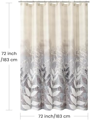 Shower Curtain 72x72 Inch, Polyester Fabric | Waterproof Botanical