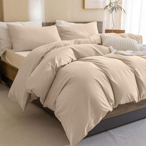 Sanracie Cotton King Comforter Set, Warm Taupe Colored Bedding Set