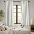 Linen Black Out Curtains 63 Inch Long, Cat Proof Back Tab Blackout