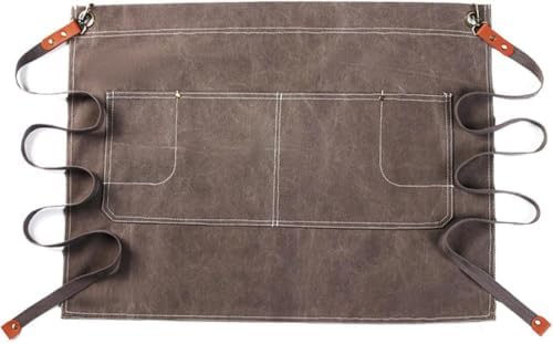 Canvas Work Waist Apron with 4 Pockets, Utility Gardening Half Apron