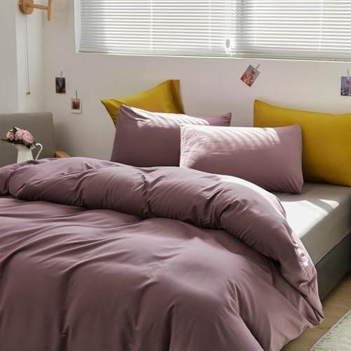 CLOTHKNOW Pale Mauve Queen Comforter Set 3Pcs Dusty Purple Bedding