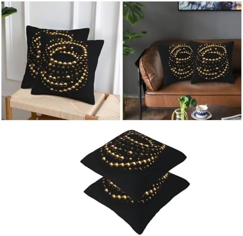 (Gold Black) Set of 2 Throw Pillow Covers 18"X18" Decorative Cushion