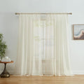 HLC.ME Champagne Beige Sheer Voile Window Treatment Rod Pocket Curtain