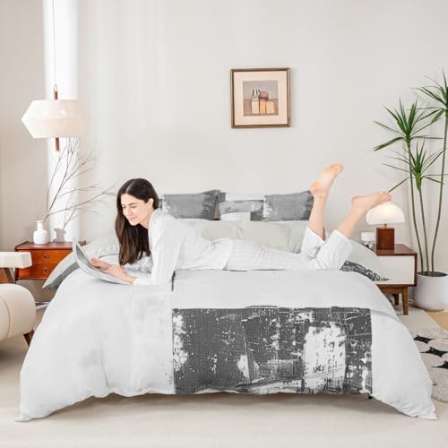 jejeloiu Abstract Duvet Cover Queen Size Modern Abstract Art Bedding