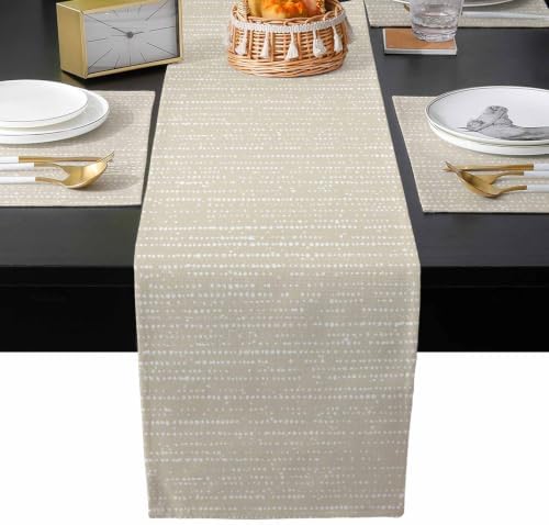 Cream Stripes Table Runner and Placemats Set of 4 Eggshell Texture