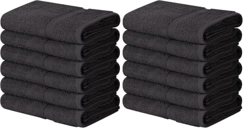 Towel and Linen Mart 100% Cotton Grey 12 Pack Medium Bath Towel Set