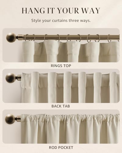 jinchan Beige Blackout Curtains 108 Inch Farmhouse Rod Pocket 2 Panels
