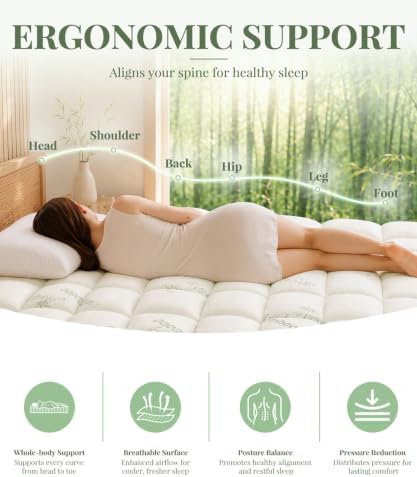 Queen Mattress Topper, Ultra Soft & Breathable Pillow Top Mattress Pad