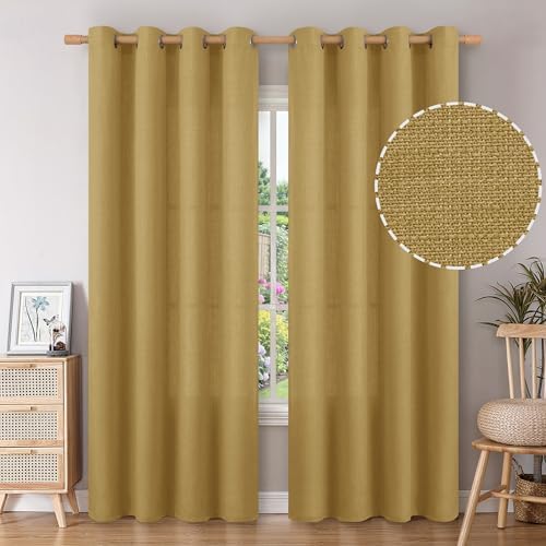 BGment Taupe Linen Curtains 84 Inches Long for Living Room, Set of 2