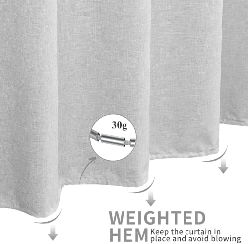 Light Grey Linen Textured Shower Curtain Heavy Duty 72" W x 72" L