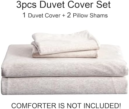 PURE ERA Jersey Knit Duvet Cover Set Heather Beige Oversized Queen