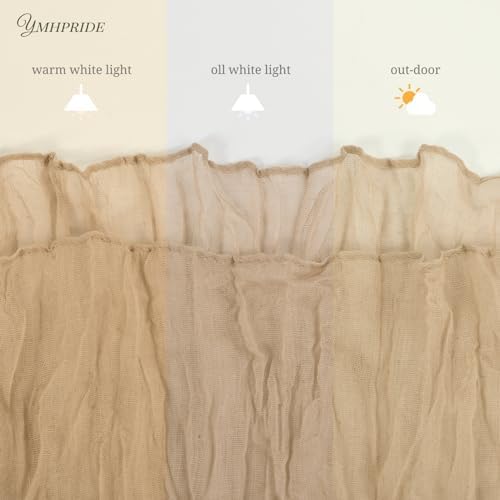 YMHPRIDE 12 Pack Beige Table Runners 35x120in Cheesecloth Table Runner