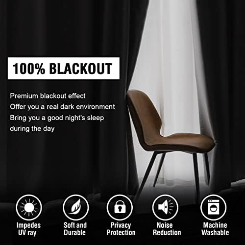 H.VERSAILTEX 100% Blackout Curtains for Bedroom with Black Liner Full
