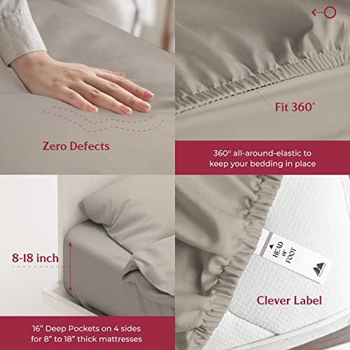 Mayfair Linen Egyptian Cotton Taupe Queen Sheets Set - Luxury 800