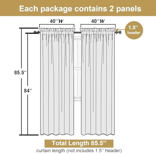 Lecloud Bessie Camel Light Filtering Curtains 84 Inches Long 2 Panels