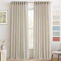 PrinceDeco 108 Inches Natural Linen Curtains for Living Room Extra