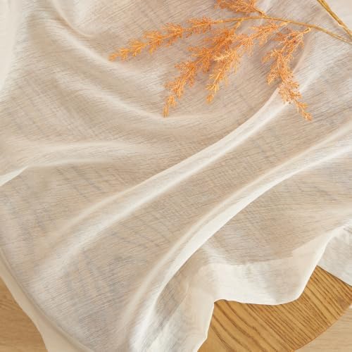 HLC.ME Semi Sheer Grommet Window Curtains, 2 Panels, 54x84 Inch, Cream
