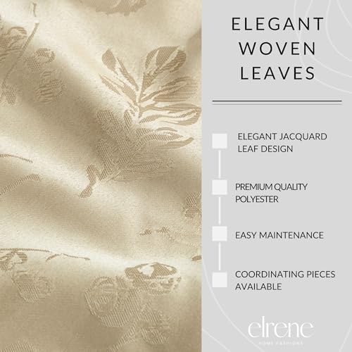 Elegant Woven Leaves Jacquard Damask Tablecloth, Taupe - 60" W x 102"