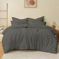 eBeddy Linens Microfiber Duvet Cover Set Full/Queen 90x90, Dark Grey