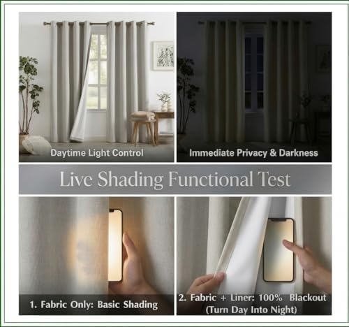 Full Blackout 96 Inch Long Grommet Curtains 2 Panel Set - Linen Look