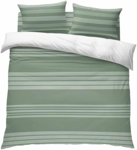 Sage Green Stripe Farmhouse Duvet Cover Set-4 Pieces Cal King Bedding
