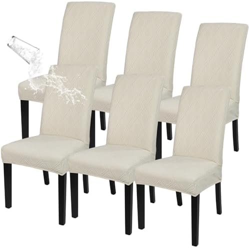 SearchI Water Repellent Dining Room Chair Covers, Set of 6, Jacquard