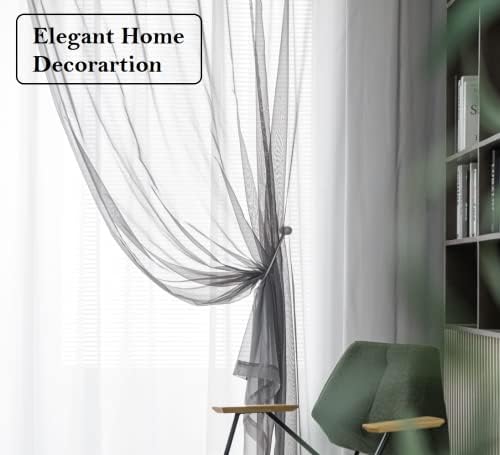 PI Sheer Curtains 63 Inches Length,Short Rod Pocket Light Filter Sheer