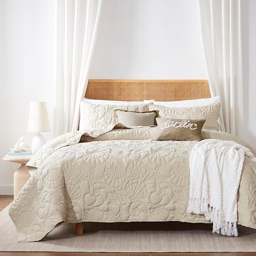 WDCOZY Coastal Beach Beige Twin Size Quilt Bedding Sets, Nautical