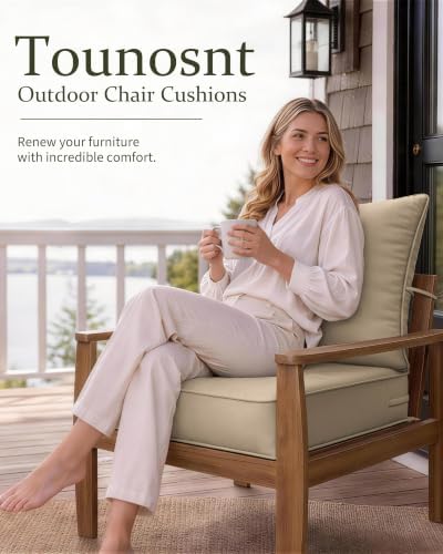 Outdoor Deep Seat Patio Cushions Set, 24×24×5 Inch Water Resistant &