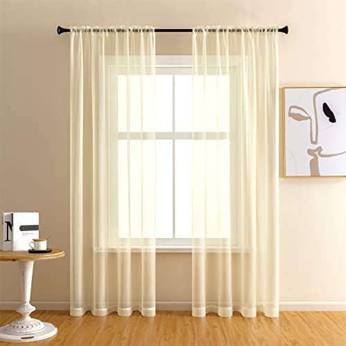 GYROHOME Basic Rod Pocket Sheer Voile Curtain, Sunlight Filtering