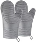2 Pack Silicone Oven Mitts Pair, Ribbed Soft Silicone Oven Mitt with