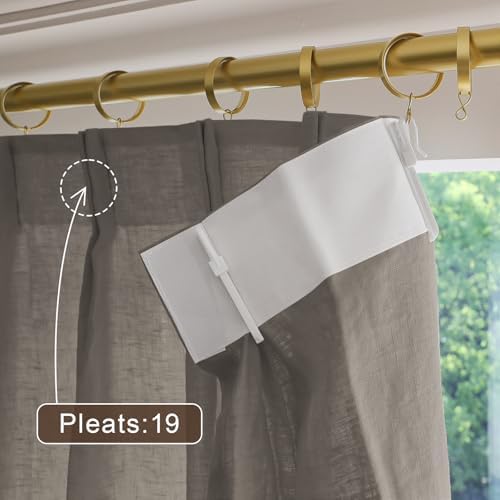 TWOPAGES Medium Gray Pinch Pleated Curtain 108 Inch Length Linen Blend